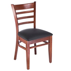 ladderback side chair in medium oak with black seat (set of 2)