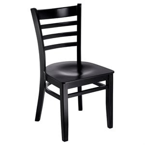 ladderback side chair in black with wood seat (set of 2)