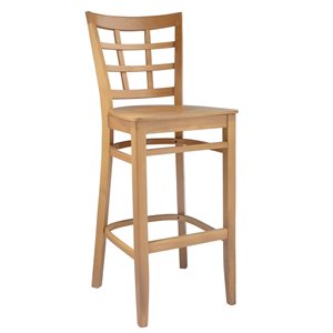 lattice bar stool in natural with wood seat