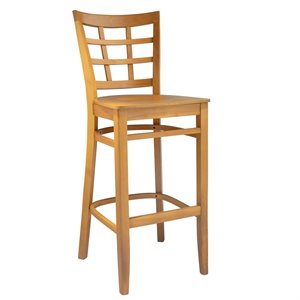 lattice bar stool in cherry with wood seat