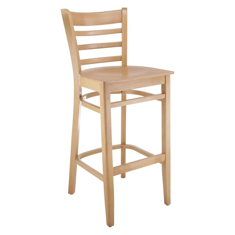 Ladderback Bar Stool In Natural With Wood Seat - 005bw-n