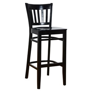 vertical bar stool in black with wood seat