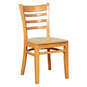 ladderback side chair in natural with wood seat (set of 2)