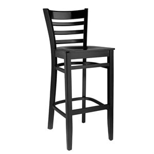 ladderback bar stool in black with wood seat