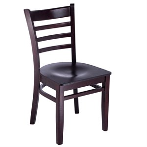 ladderback side chair in dark mahogany with wood seat (set of 2)