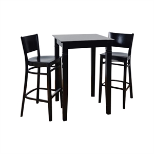 beechwood mountain 3pc solid wood hendrix bar set in black with wood seat