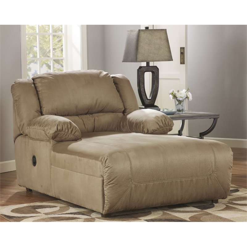 Ashley Furniture Hogan Press Back Chaise In Mocha