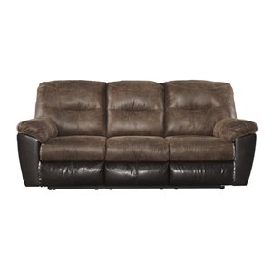 ashley furniture follett reclining faux leather sofa in coffee