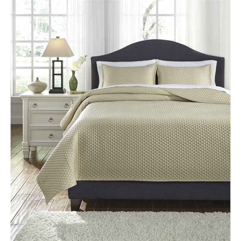Ashley Trick Queen Quilt Set In Sand Q256013q