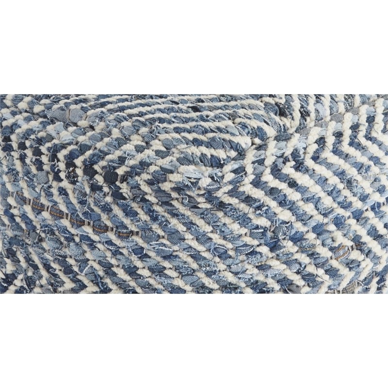 Signature Design by Ashley Handmade Chevron Square Pouf/Ottoman in Denim Blue