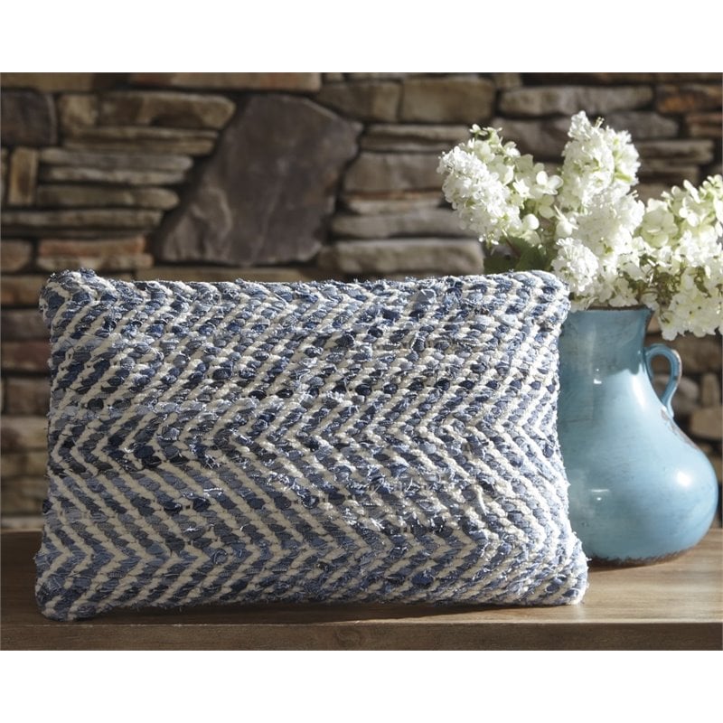 Ashley Argos Throw Pillow in Blue and White A1000699P