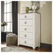 Ashley Furniture Willowton Wood 5 Drawer Chest in White Finish