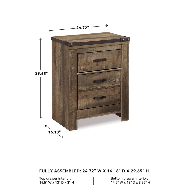 Signature Design by Ashley Trinell 2 Drawer Wood Night Stand in Brown