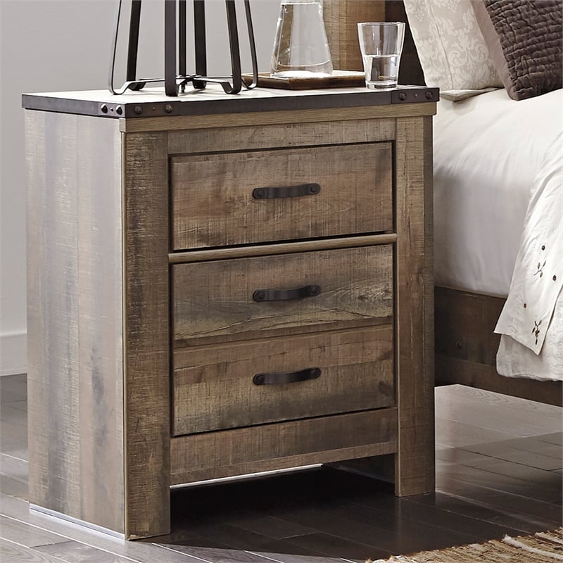 Signature Design by Ashley Trinell 2 Drawer Wood Night Stand in Brown