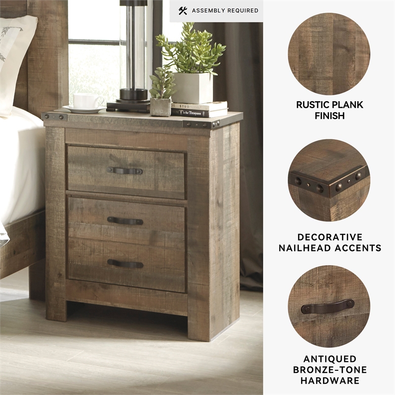 Signature Design by Ashley Trinell 2 Drawer Wood Night Stand in Brown