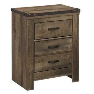 signature design by ashley trinell 2 drawer wood night stand in brown
