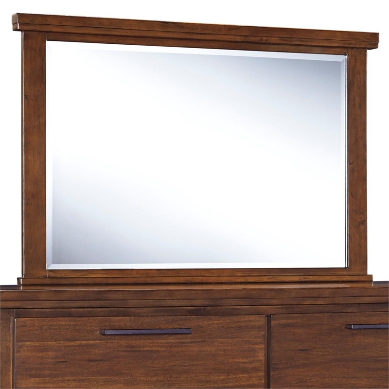 Ashley Furniture Ralene Engineered Wood Rectangle Bedroom Mirror in Medium Brown