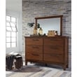 Ashley Furniture Ralene Engineered Wood Rectangle Bedroom Mirror in Medium Brown