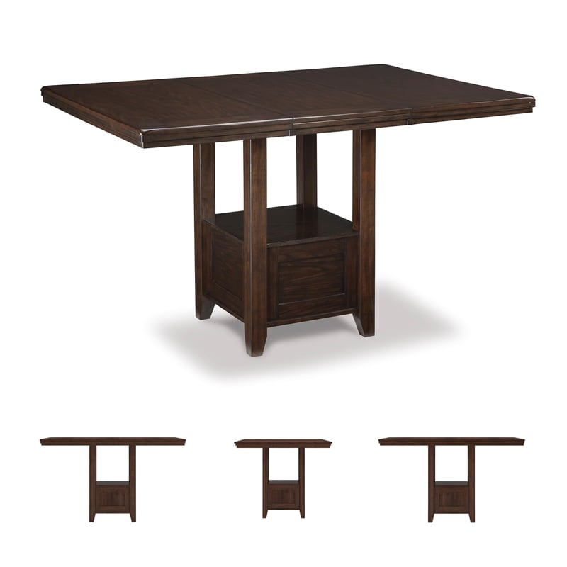 Ashley Haddigan Extendable Counter Height Dining Table in Dark Brown