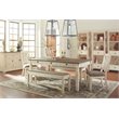 Ashley Bolanburg Large Upholstered Dining Bench in White and Brown