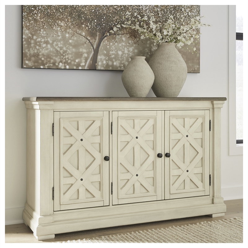 Ashley Furniture Furniture Bolanburg Server in Antique White and Weathered Oak
