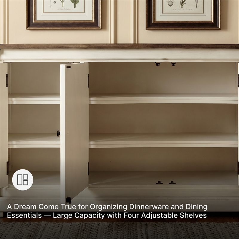 Ashley Furniture Furniture Bolanburg Server in Antique White and Weathered Oak
