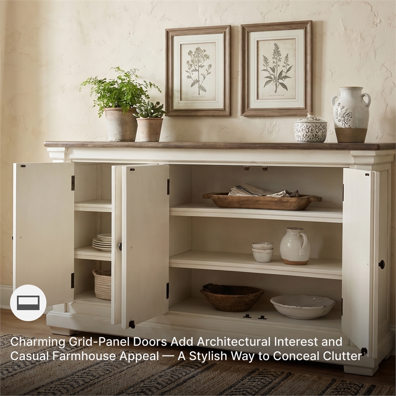 Ashley Furniture Furniture Bolanburg Server in Antique White and Weathered Oak
