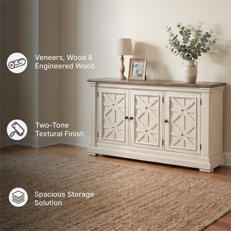 Ashley Furniture Furniture Bolanburg Server in Antique White and Weathered Oak