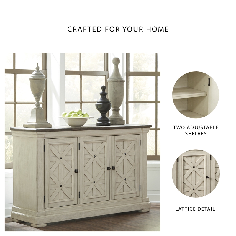 Ashley Furniture Furniture Bolanburg Server in Antique White and Weathered Oak