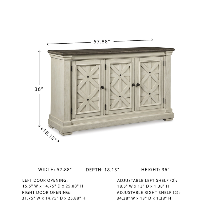 Ashley Furniture Furniture Bolanburg Server in Antique White and Weathered Oak