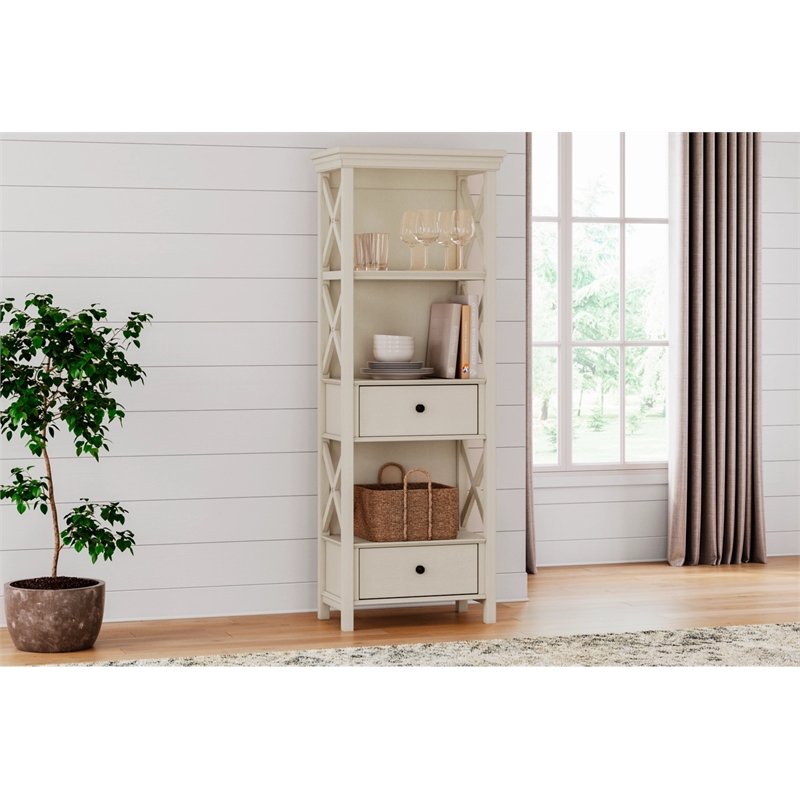 Ashley Furniture Bolanburg 3-Shelf Engineered Wood Bookcase in Antique White