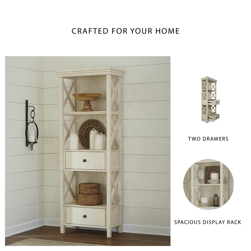 Ashley Furniture Bolanburg 3-Shelf Engineered Wood Bookcase in Antique White