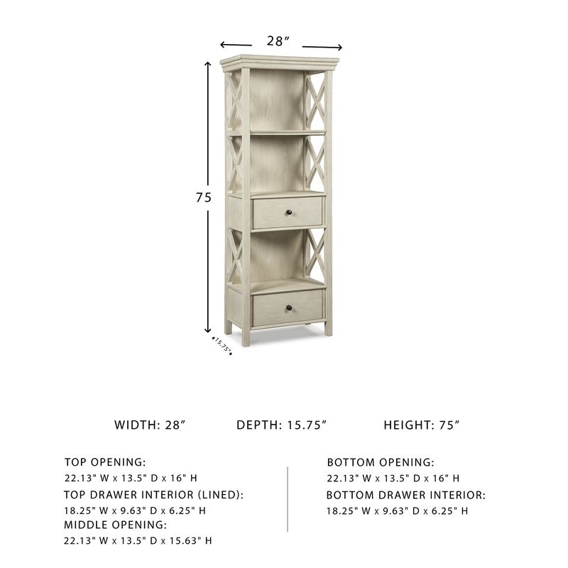 Ashley Furniture Bolanburg 3-Shelf Engineered Wood Bookcase in Antique White