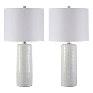 Signature Design by Ashley Steuben Ceramic Table Lamp in White (Set of 2)