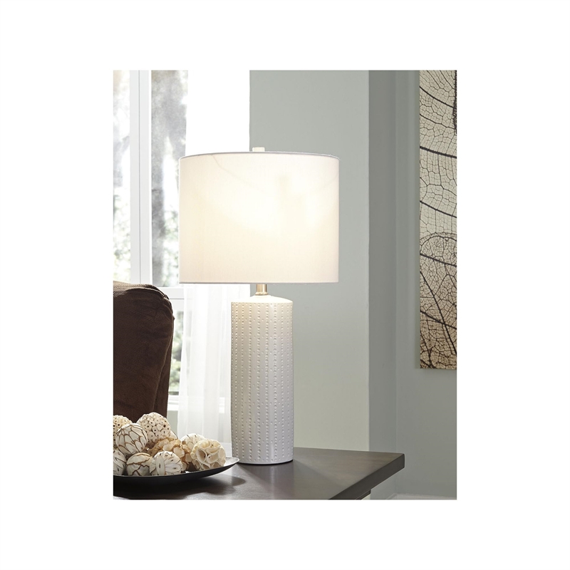 Signature Design by Ashley Steuben Ceramic Table Lamp in White (Set of 2)