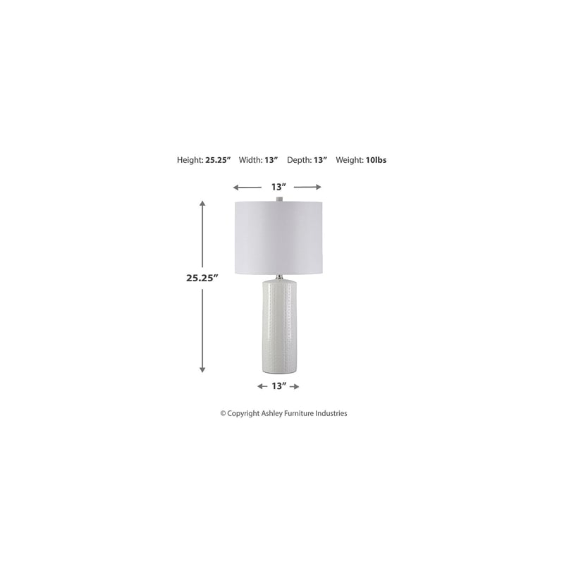 Signature Design by Ashley Steuben Ceramic Table Lamp in White (Set of 2)