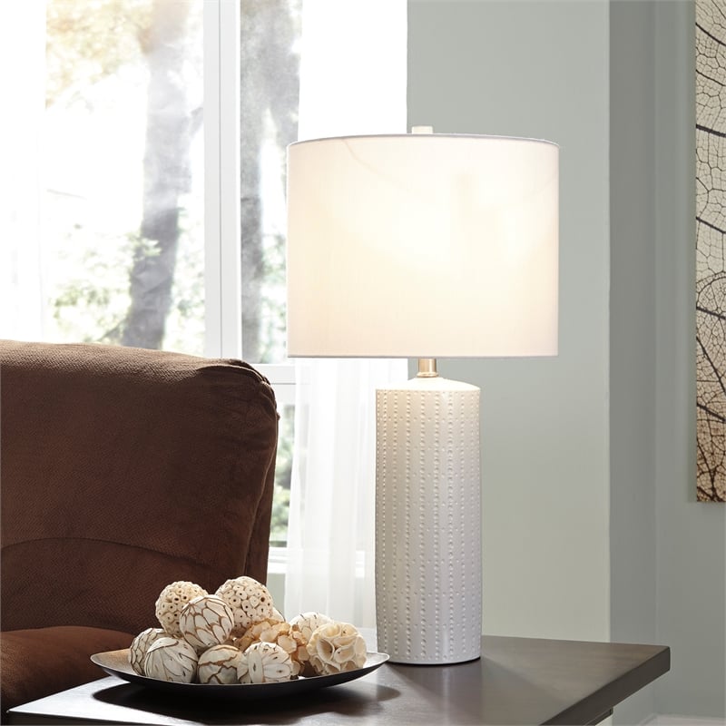 Signature Design by Ashley Steuben Ceramic Table Lamp in White (Set of 2)