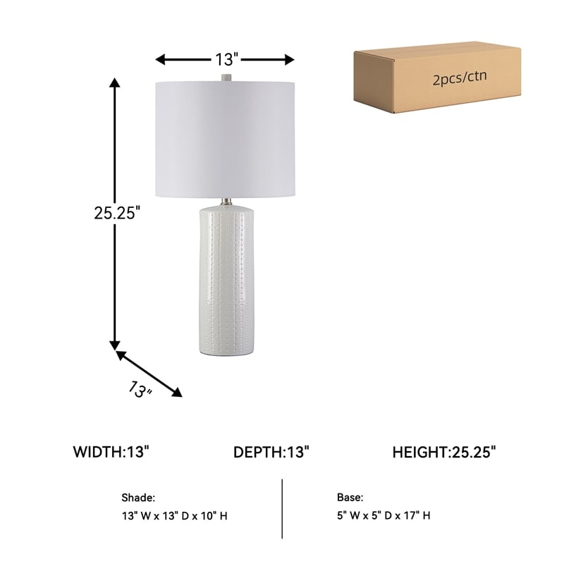 Signature Design by Ashley Steuben Ceramic Table Lamp in White (Set of 2)