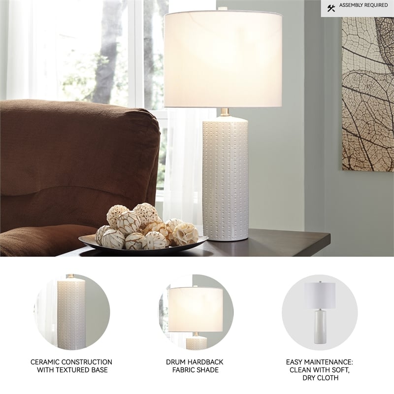 Signature Design by Ashley Steuben Ceramic Table Lamp in White (Set of 2)