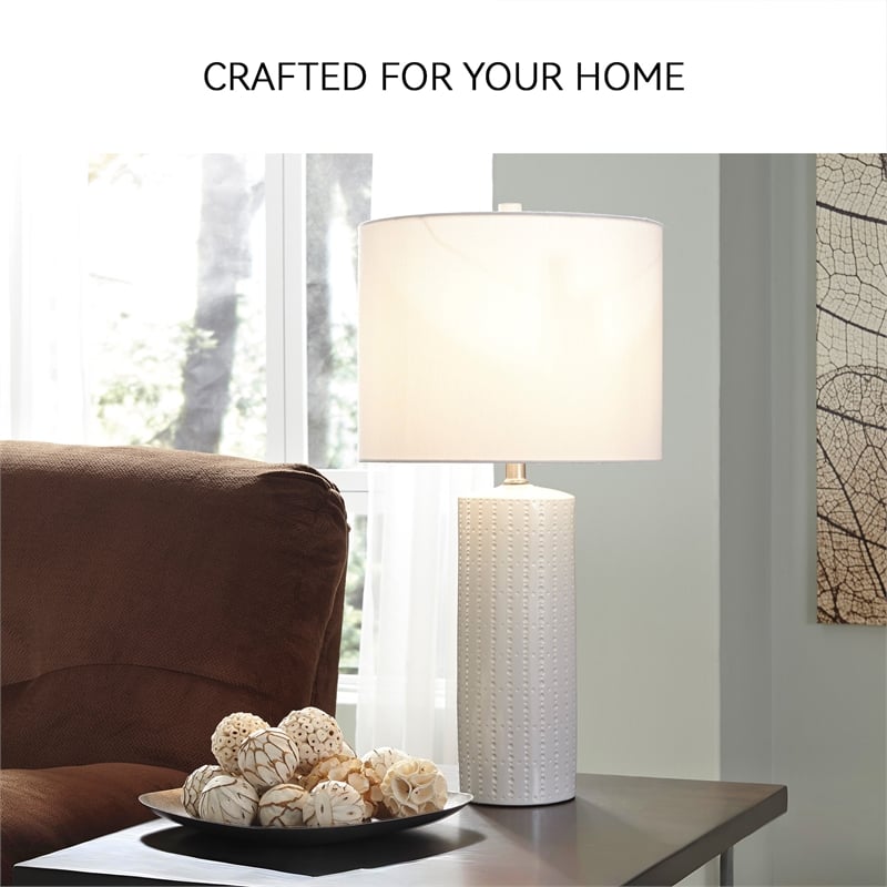 Signature Design by Ashley Steuben Ceramic Table Lamp in White (Set of 2)