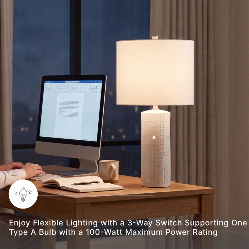 Signature Design by Ashley Steuben Ceramic Table Lamp in White (Set of 2)