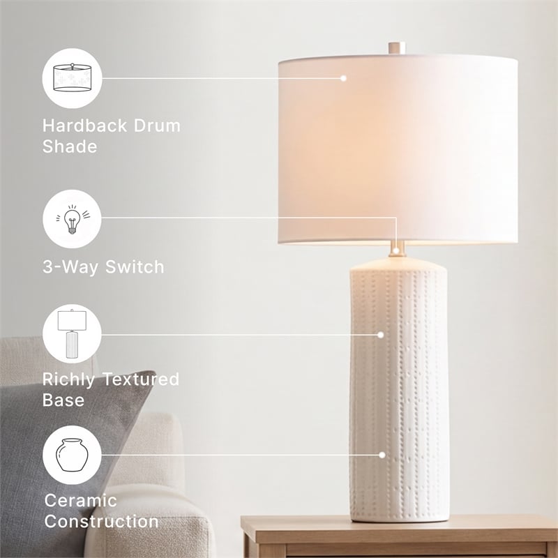 Signature Design by Ashley Steuben Ceramic Table Lamp in White (Set of 2)