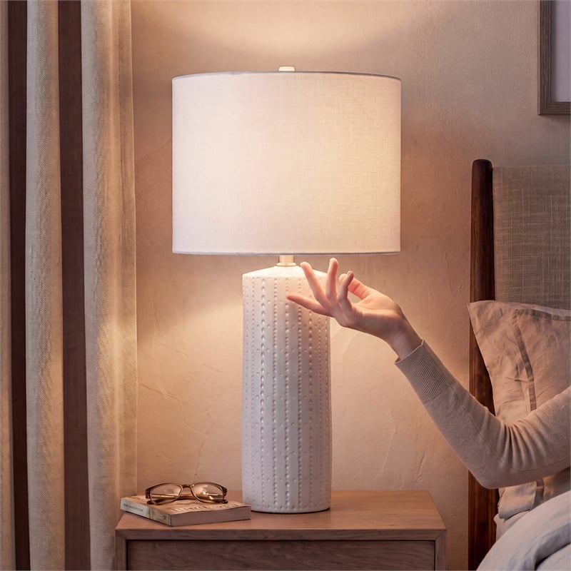 Signature Design by Ashley Steuben Ceramic Table Lamp in White (Set of 2)