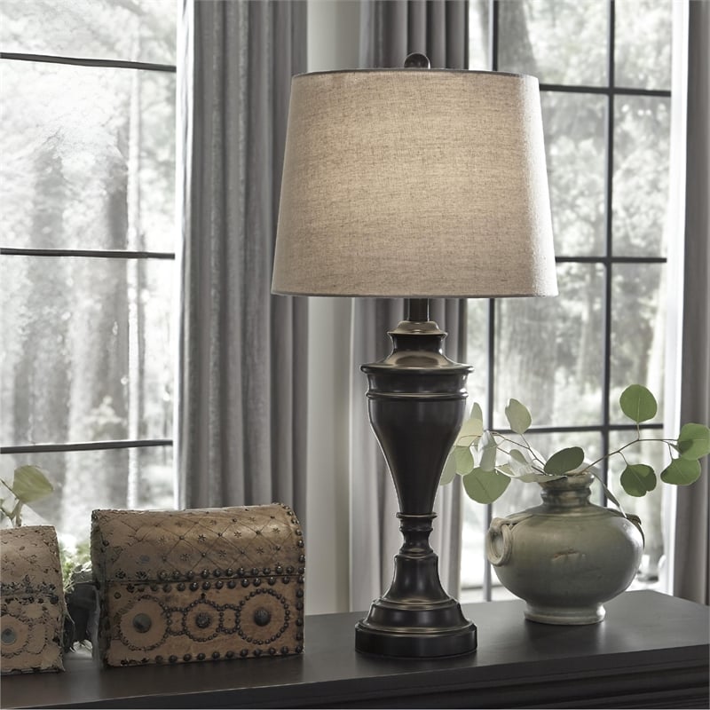 Signature Design by Ashley Darlita Metal Table Lamp in Bronze (Set of 2)