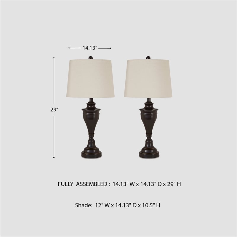 Signature Design by Ashley Darlita Metal Table Lamp in Bronze (Set of 2)