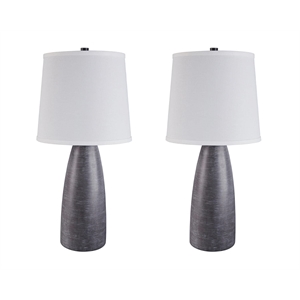 Signature Design by Ashley Shavontae Poly Table Lamp in Gray (Set of 2)