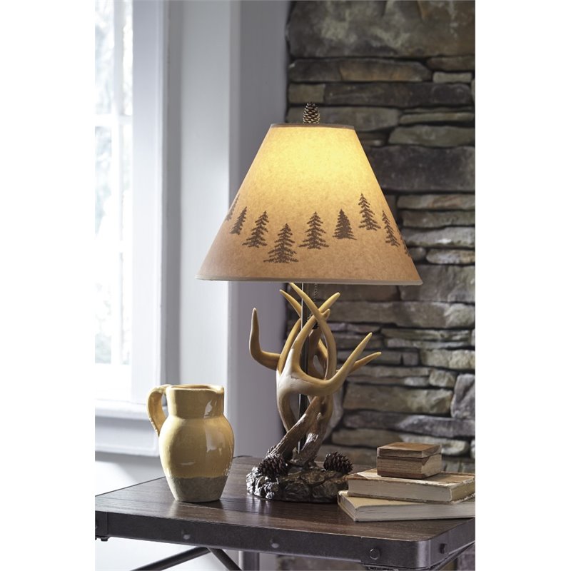 Ashley Furniture Derek Poly Table Lamp in Brown (Set of 2)