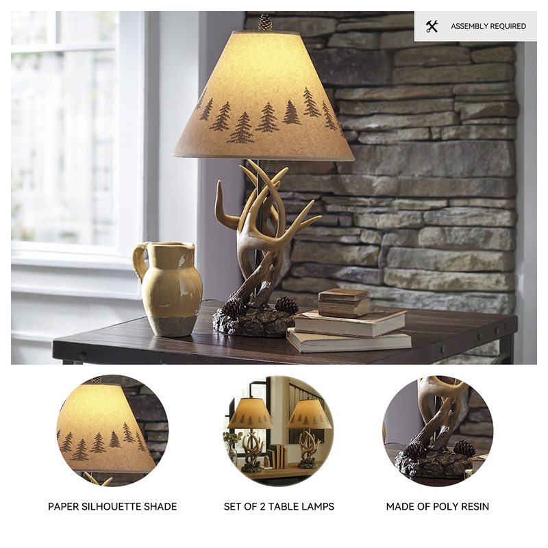 Signature Design by Ashley Derek Poly Table Lamp in Brown (Set of 2)