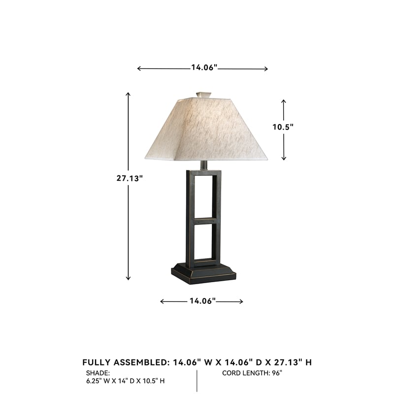 Ashley Furniture Deidra Metal Table Lamp with Fabric Shade in Black (Set of 2)