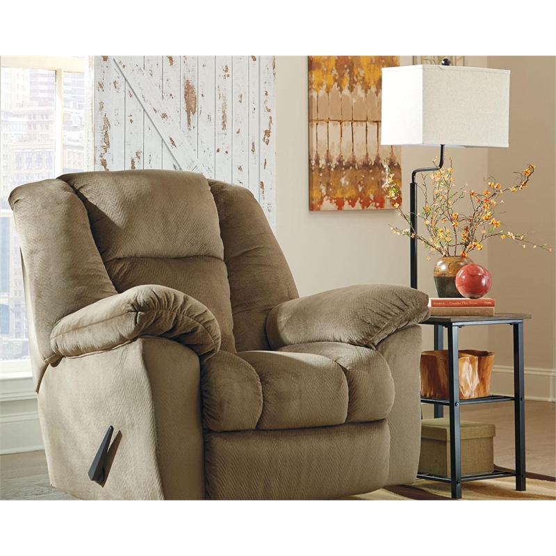 Ashley Furniture Shianne Metal and Wood Tray Floor Lamp w/Fabric Shade in Black